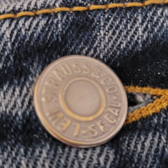 Levis 515 Dark Blue Bootcut Womens 16 Short Distressed Bottom Edge - Picture 12 of 15